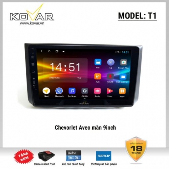 Màn hình DVD Android KOVAR T1 – Chevrolet Aveo