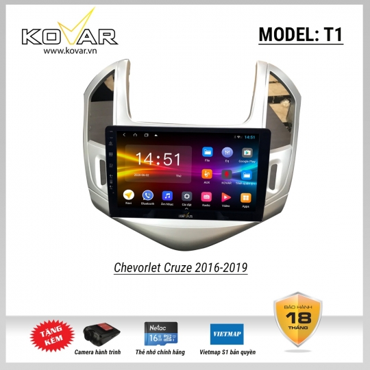 Màn hình DVD Android KOVAR T1 – Chevrolet Cruze 2016 – 2019